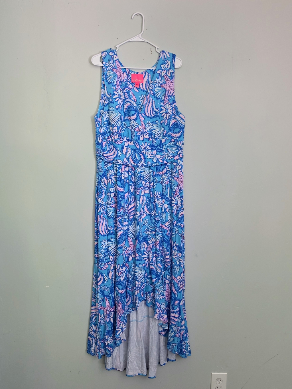 Lily Pulitzer Sleeveless Blue Floral High-Low Maxi Dress
